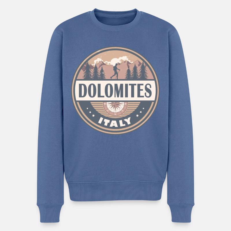 Dolomiten Italien Vintage Berge Wanderdesign - Männer Premium Bio Pullover - Taubenblau