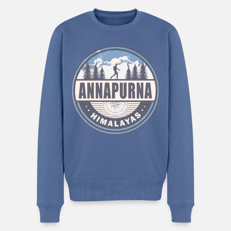 Annapurna Himalaya Nepal Vintage Wanderdesign - Männer Premium Bio Pullover - Taubenblau