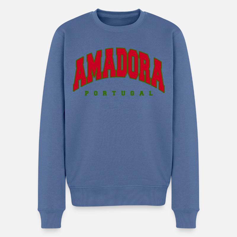 Amadora - Männer Premium Bio Pullover - Taubenblau