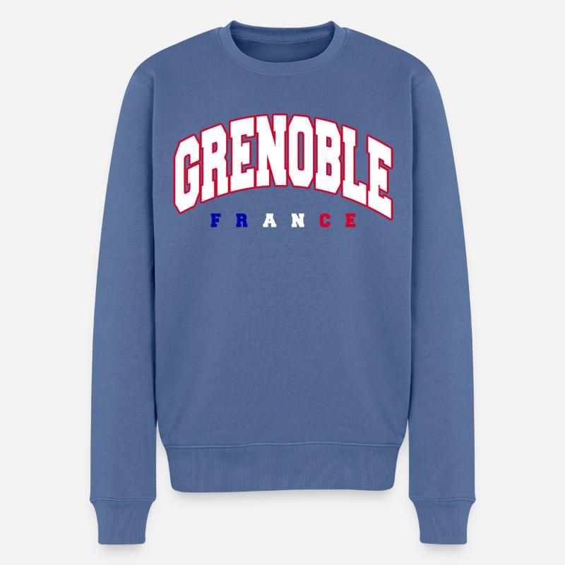 Grenoble - Männer Premium Bio Pullover - Taubenblau
