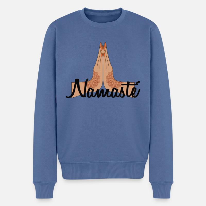 Namaste Henné Bouddhisme Bouddhisme Zen Yoga Chakra - Pull Premium bio Homme - bleu pigeon