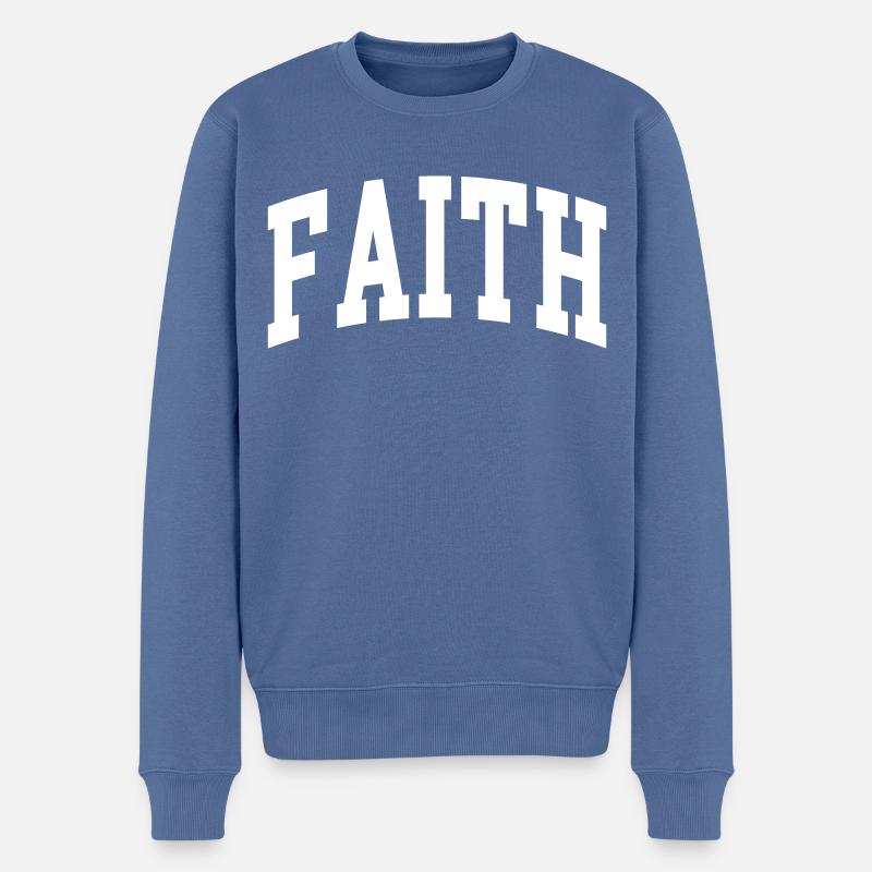 Faith - Männer Premium Bio Pullover - Taubenblau