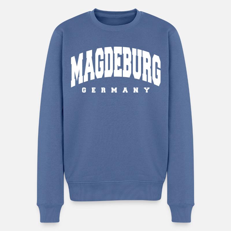 Magdeburg - Männer Premium Bio Pullover - Taubenblau