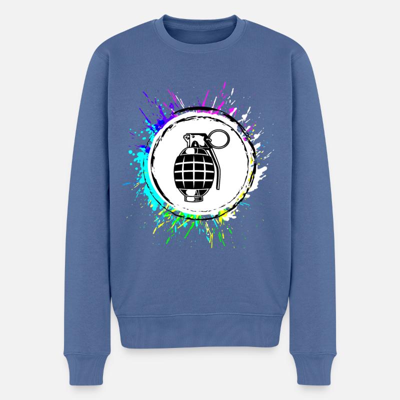 Icône d’arme grenade - Pull Premium bio Homme - bleu pigeon