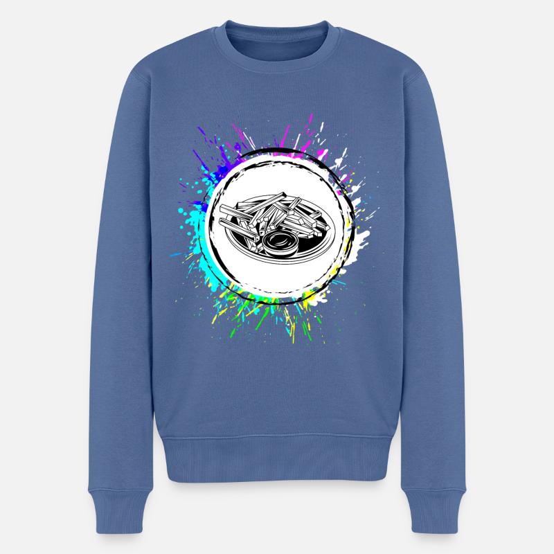 Pommes fast food symbol - Männer Premium Bio Pullover - Taubenblau