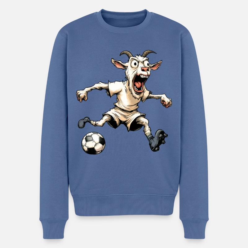 Ziegen Fussball - Männer Premium Bio Pullover - Taubenblau