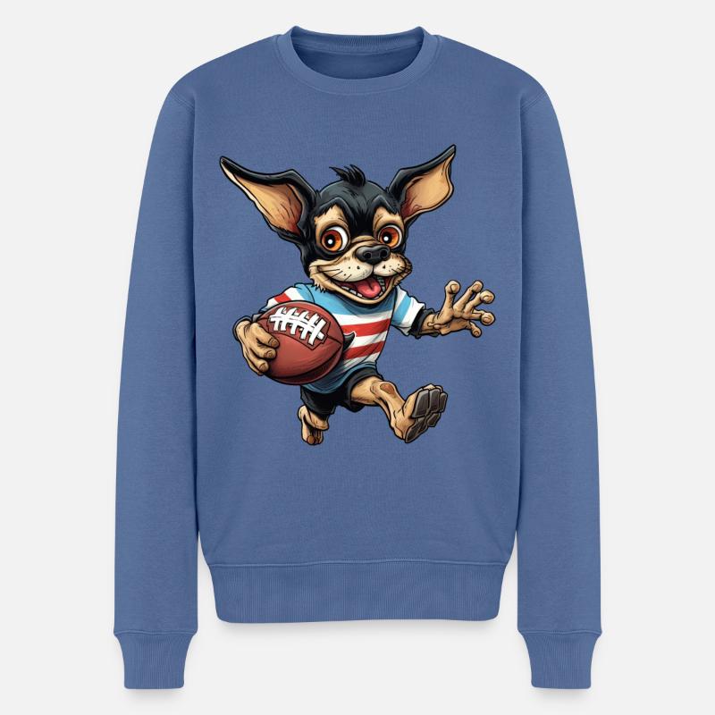Rugbyspieler Chihuahua - Männer Premium Bio Pullover - Taubenblau