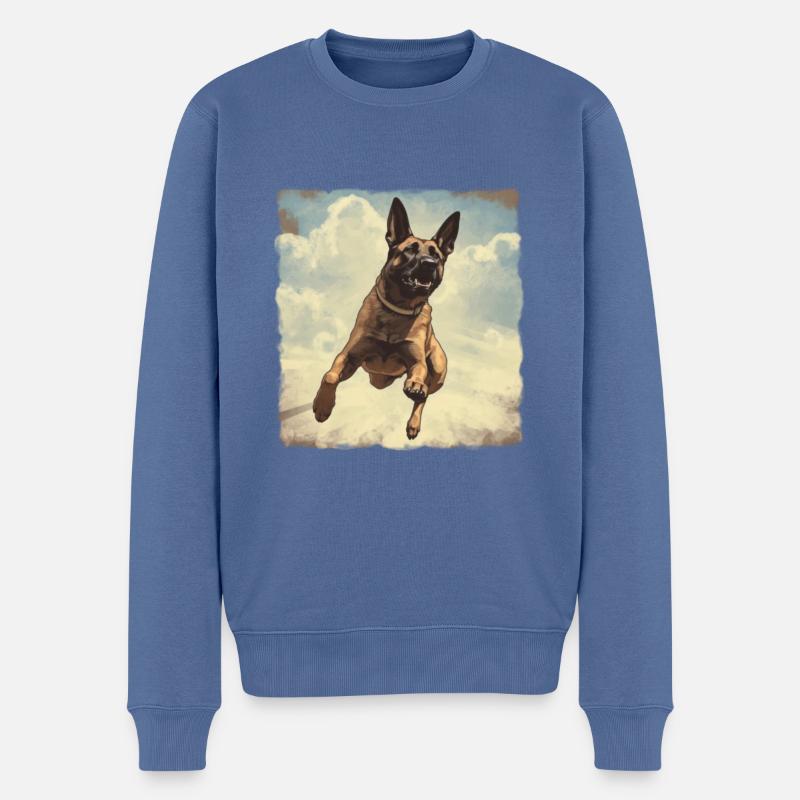 Belgischer Schäferhund Vintage - Männer Premium Bio Pullover - Taubenblau