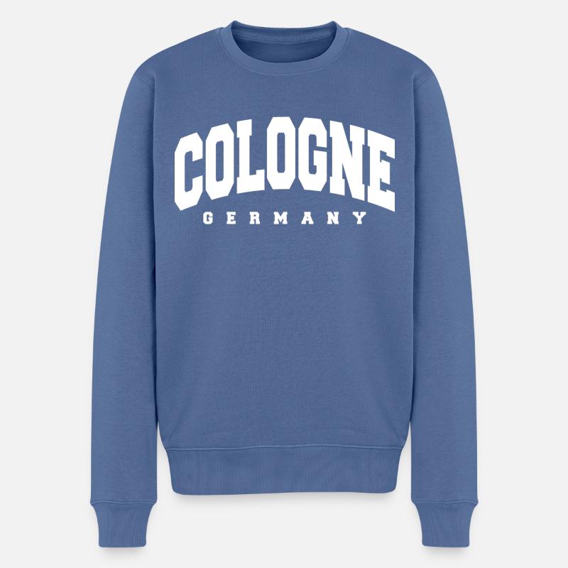 Köln - Männer Premium Bio Pullover - Taubenblau
