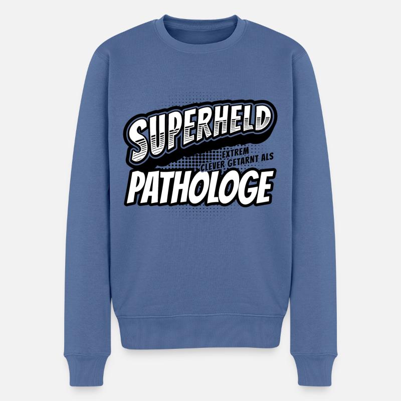 Superheld, clever getarnt als Pathologe - Männer Premium Bio Pullover - Taubenblau