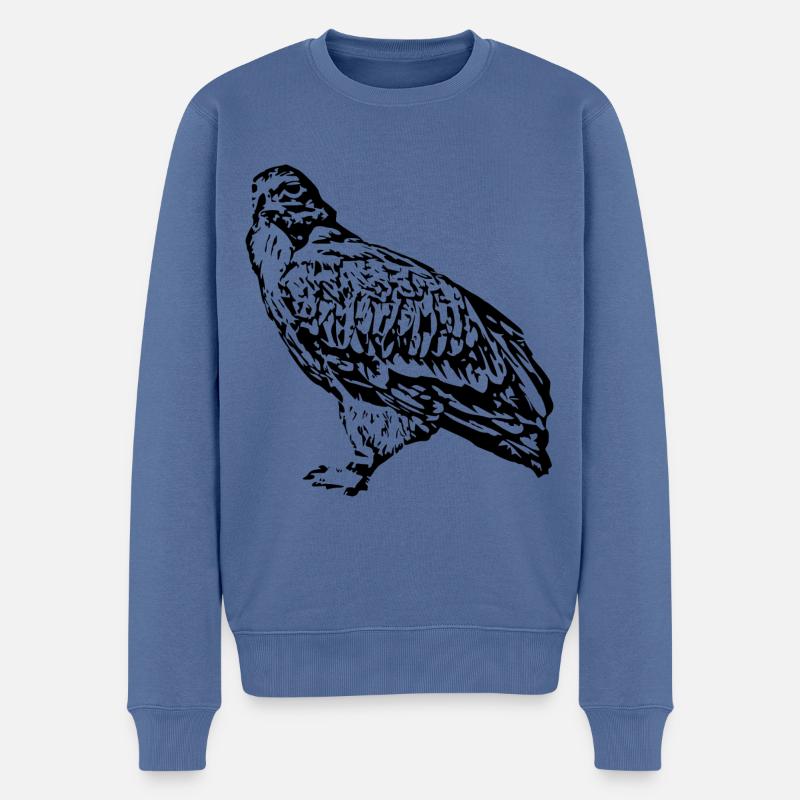 Falken Vogel Vögel - Männer Premium Bio Pullover - Taubenblau