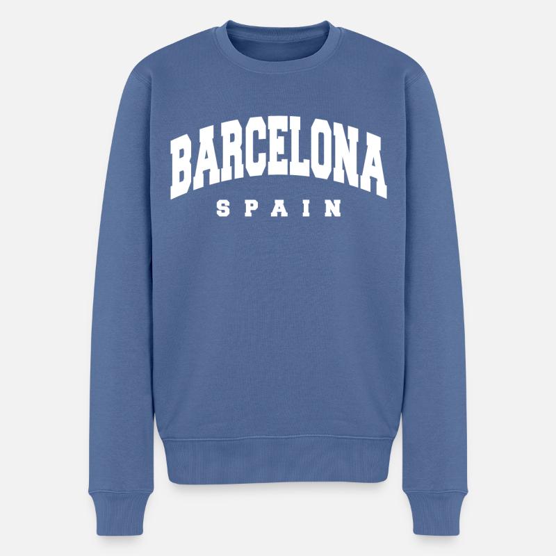Barcelona - Männer Premium Bio Pullover - Taubenblau