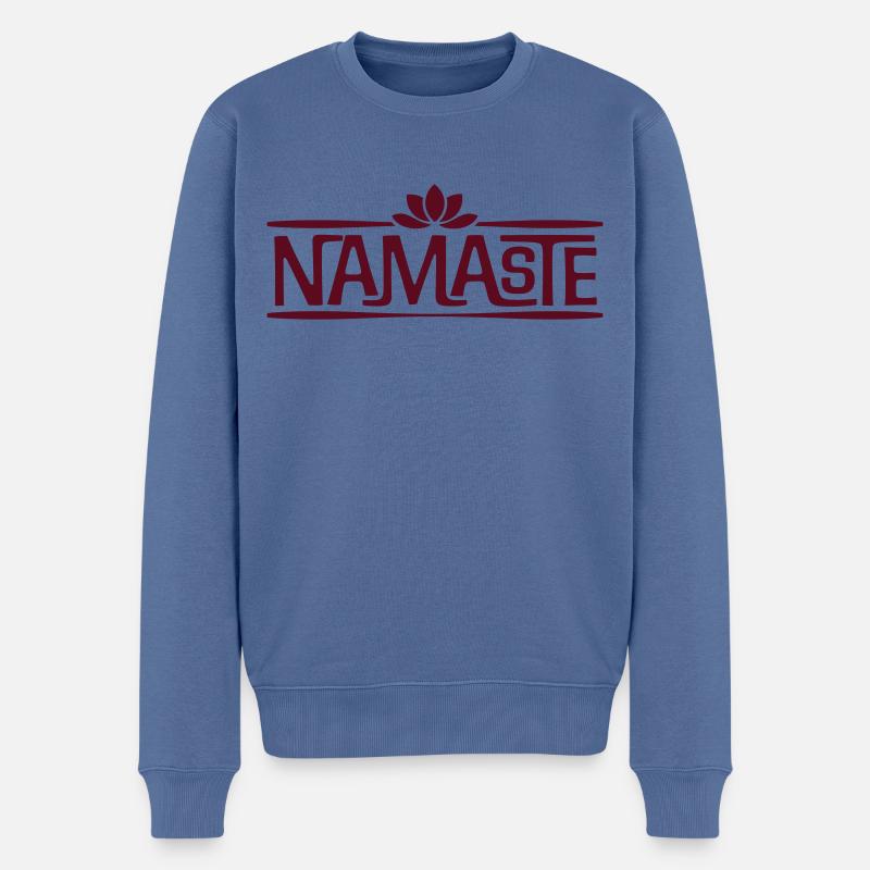 Namaste - Männer Premium Bio Pullover - Taubenblau