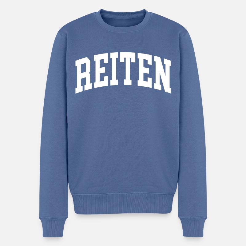 Reiten - Männer Premium Bio Pullover - Taubenblau
