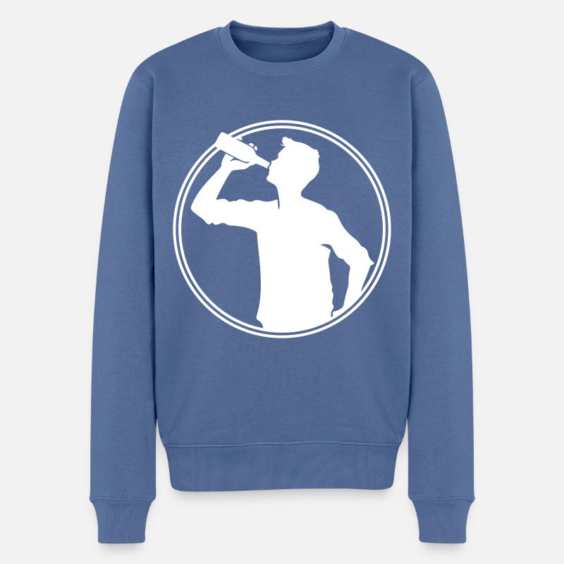 Trinker Bier Silhouette - Männer Premium Bio Pullover - Taubenblau