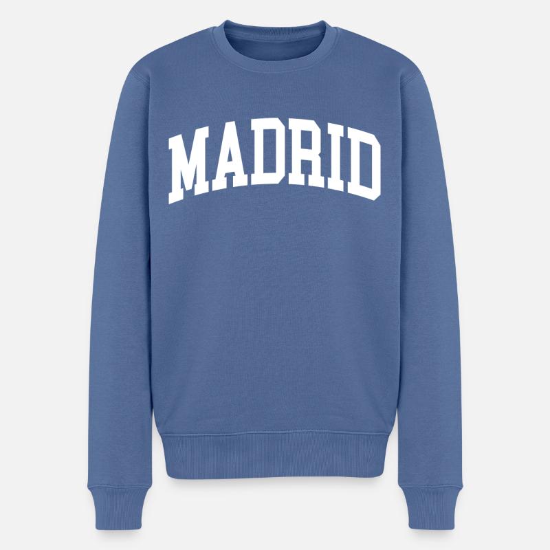 madrid - Männer Premium Bio Pullover - Taubenblau