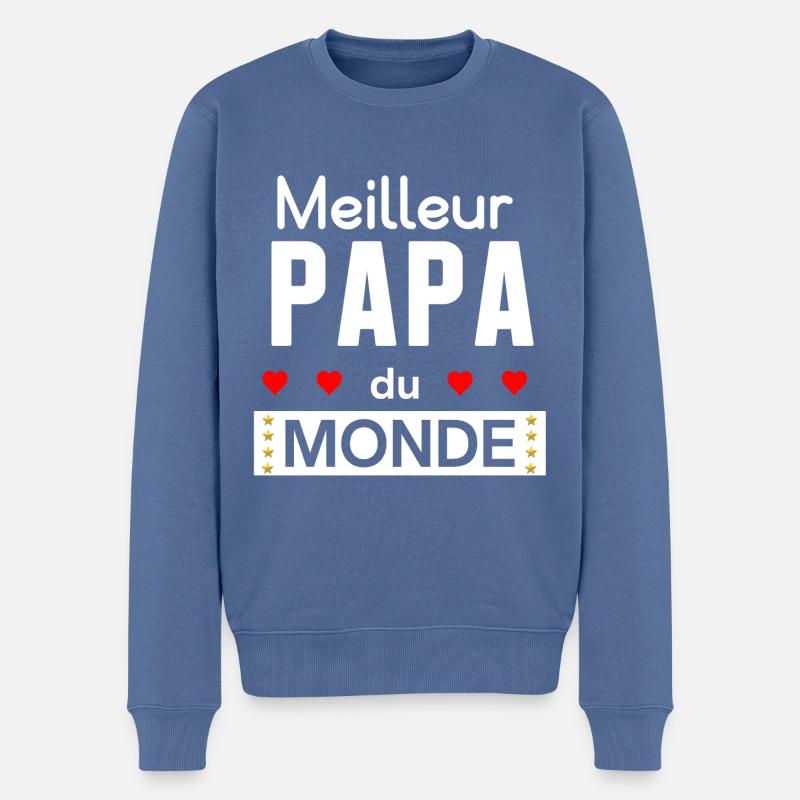 Meilleur papa du monde - Pull Premium bio Homme - bleu pigeon