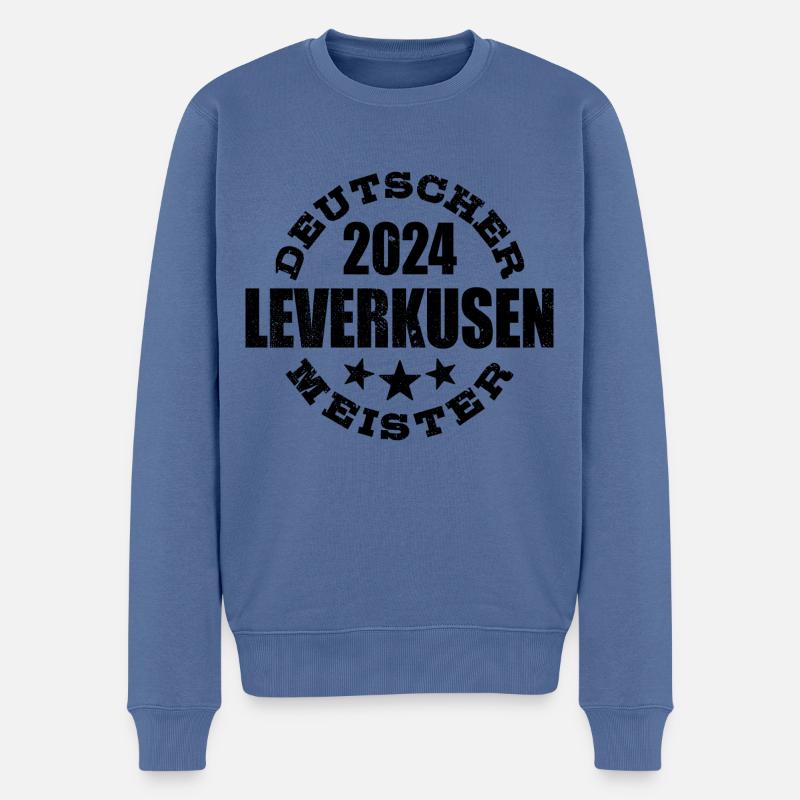 Leverkusen - Deutscher Meister 2024 - Männer Premium Bio Pullover - Taubenblau