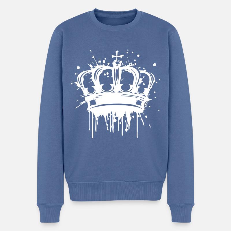 Couronne - Pull Premium bio Homme - bleu pigeon