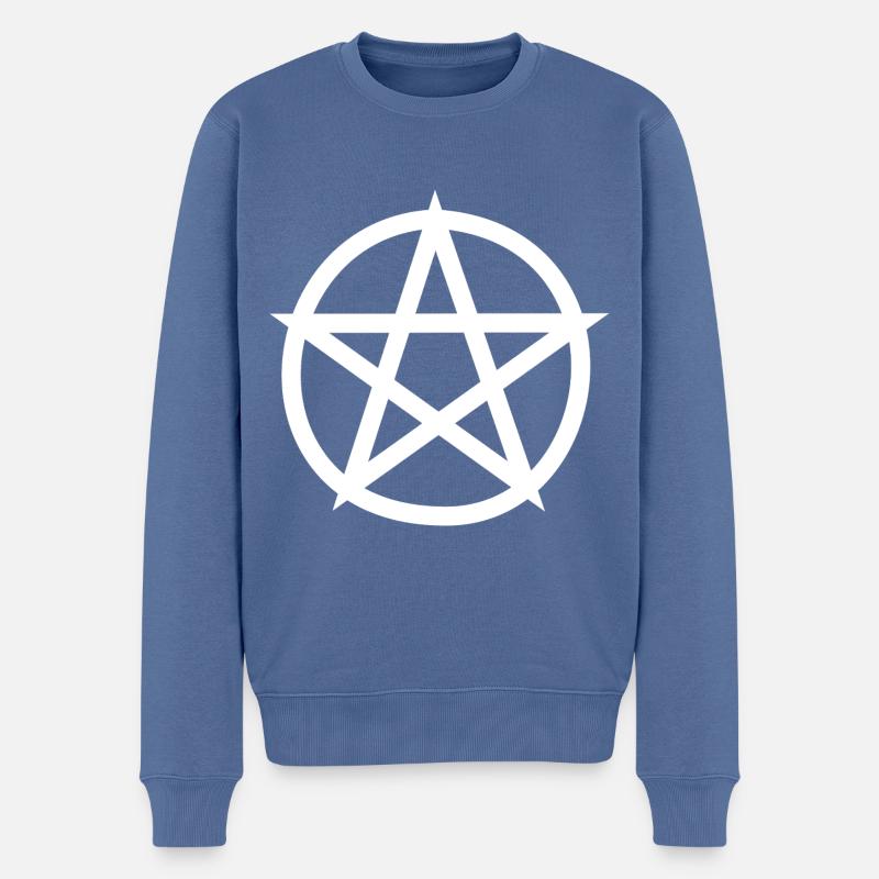 Pentagramm Hexe Halloween - Männer Premium Bio Pullover - Taubenblau