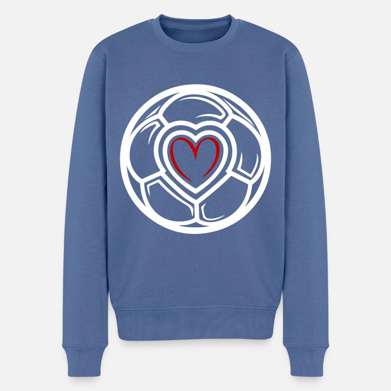 Fussball Herz Liebe - Männer Premium Bio Pullover - Taubenblau