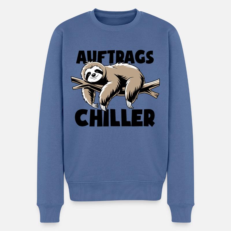 Faultier - Auftrags Chiller - Faulenzen Geschenk - Männer Premium Bio Pullover - Taubenblau