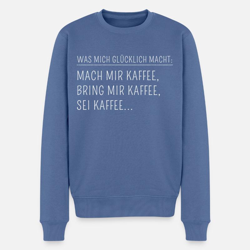 Was mich glücklich macht - Kaffee Edition - Männer Premium Bio Pullover - Taubenblau