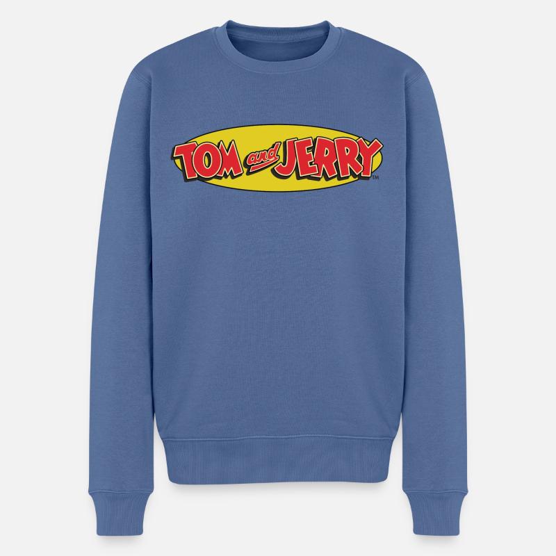 Tom Und Jerry Logo - Männer Premium Bio Pullover - Taubenblau