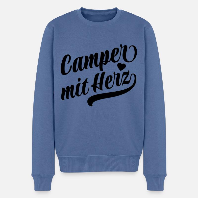 Camper mit Herz - Camping - Spruch - Männer Premium Bio Pullover - Taubenblau