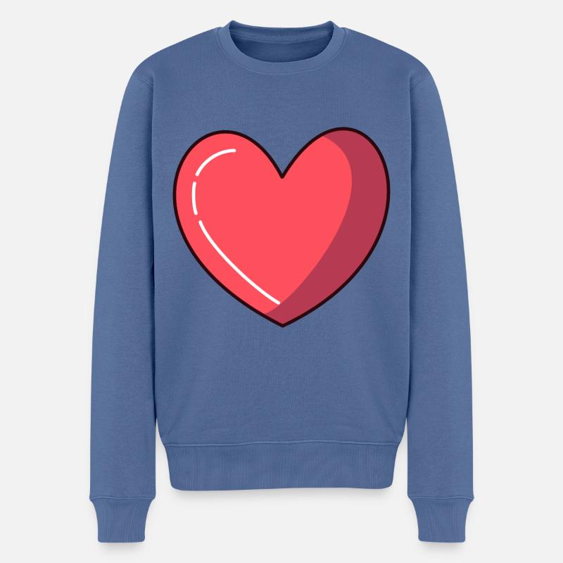 Herz Comic Liebe - Männer Premium Bio Pullover - Taubenblau