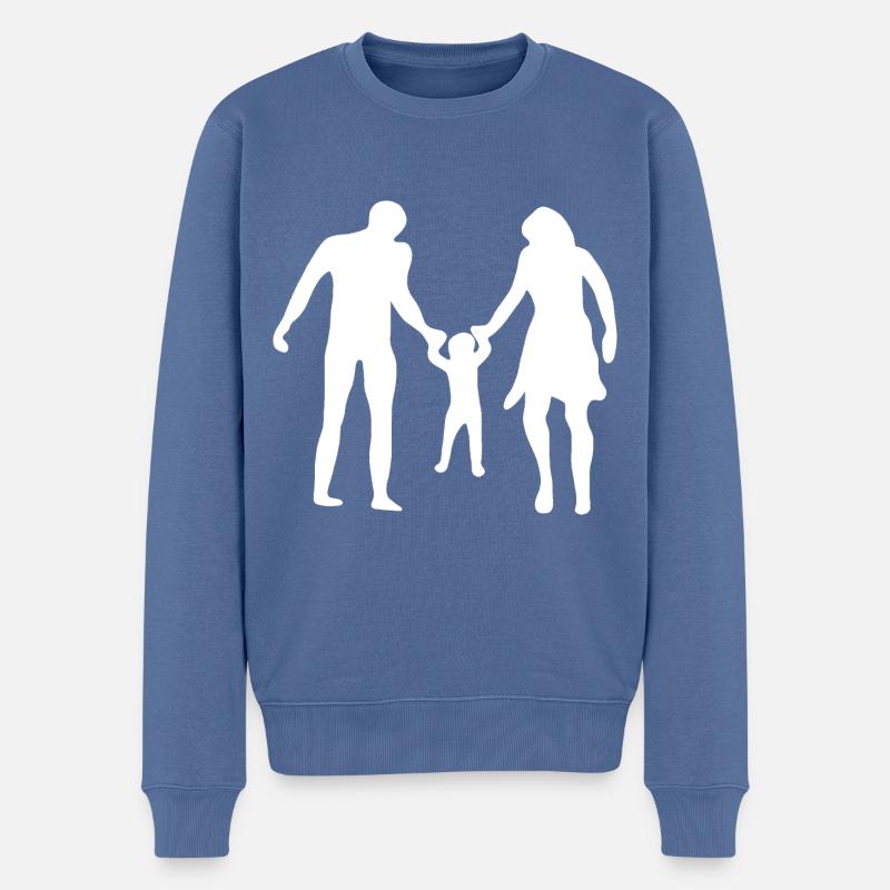 Familie Papa Mama - Männer Premium Bio Pullover - Taubenblau