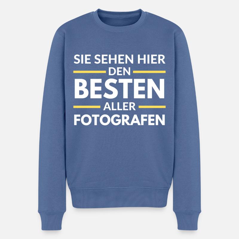 Sie sehen hier den Besten aller Fotografen - Männer Premium Bio Pullover - Taubenblau