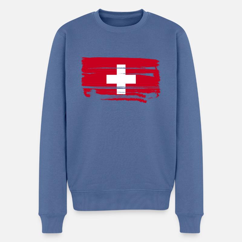 Drapeau suisse drapeau suisse - Pull Premium bio Homme - bleu pigeon