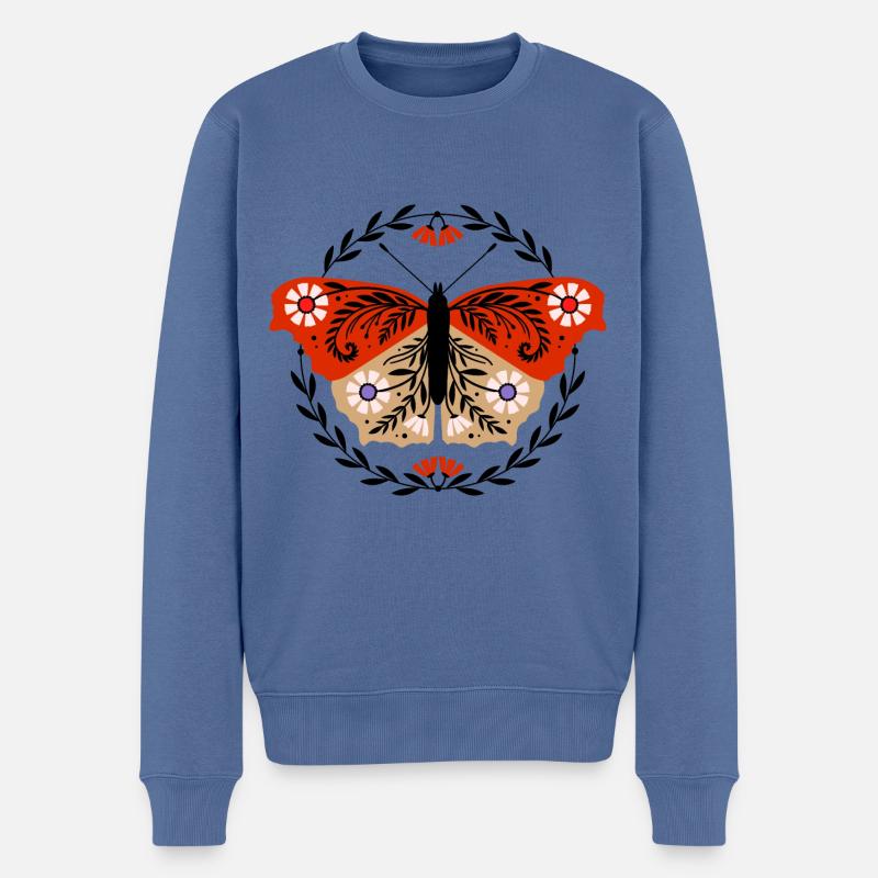 Schmetterling Tagpfauenauge - Männer Premium Bio Pullover - Taubenblau