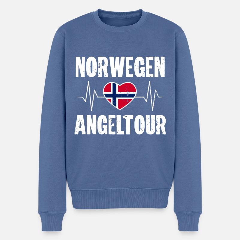 Norwegen Angeltour Angeln Angler - Männer Premium Bio Pullover - Taubenblau