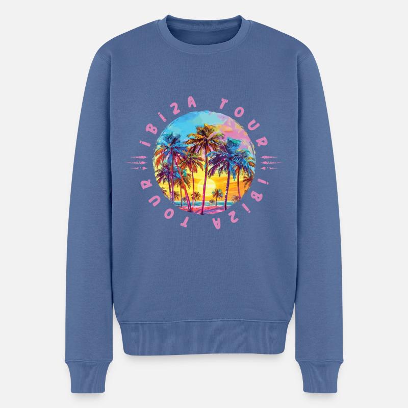 Ibiza Tour Palmen - Männer Premium Bio Pullover - Taubenblau