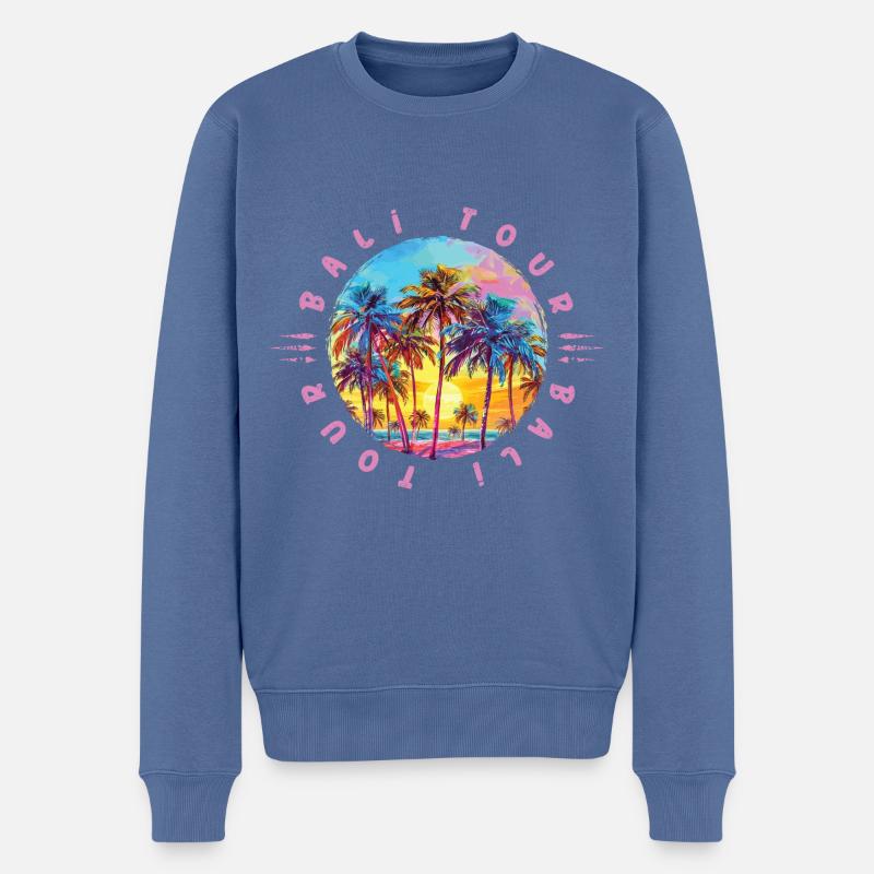 Bali Tour Palmen - Männer Premium Bio Pullover - Taubenblau