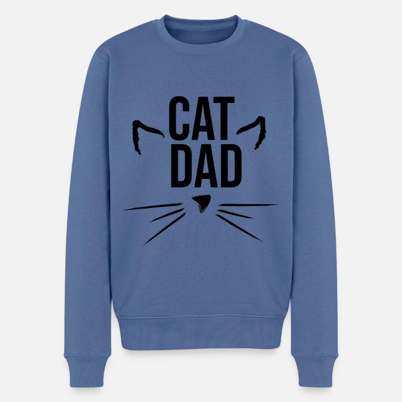 Papa chat - Pull Premium bio Homme - bleu pigeon