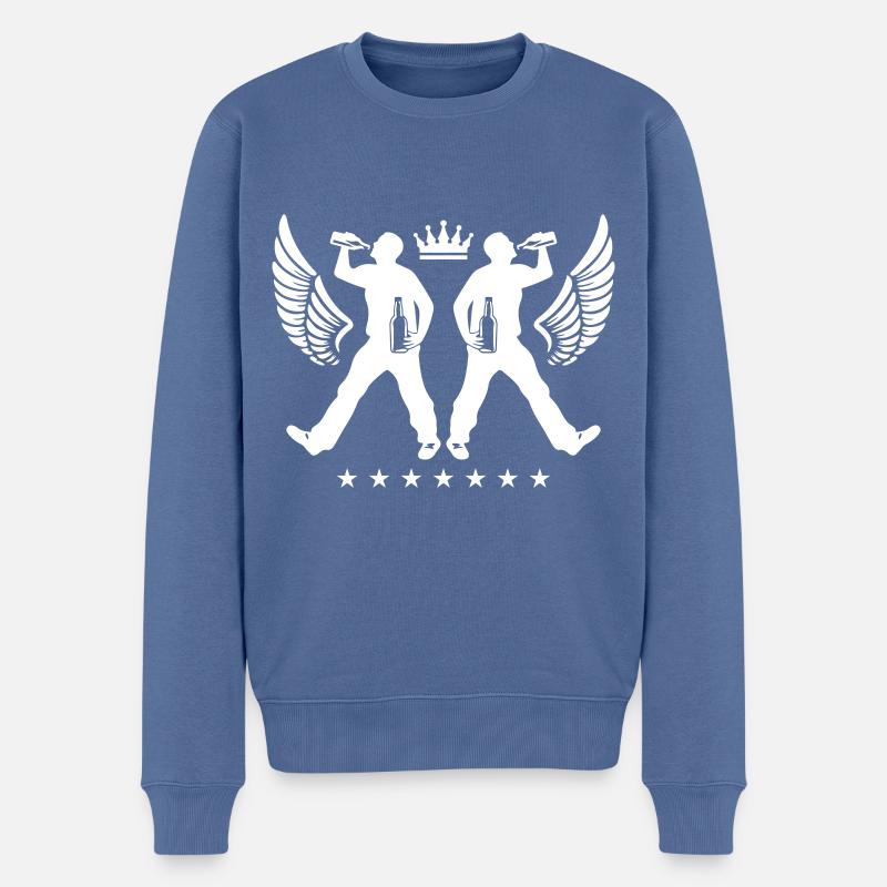 Drinking Bier Silhouette - Männer Premium Bio Pullover - Taubenblau