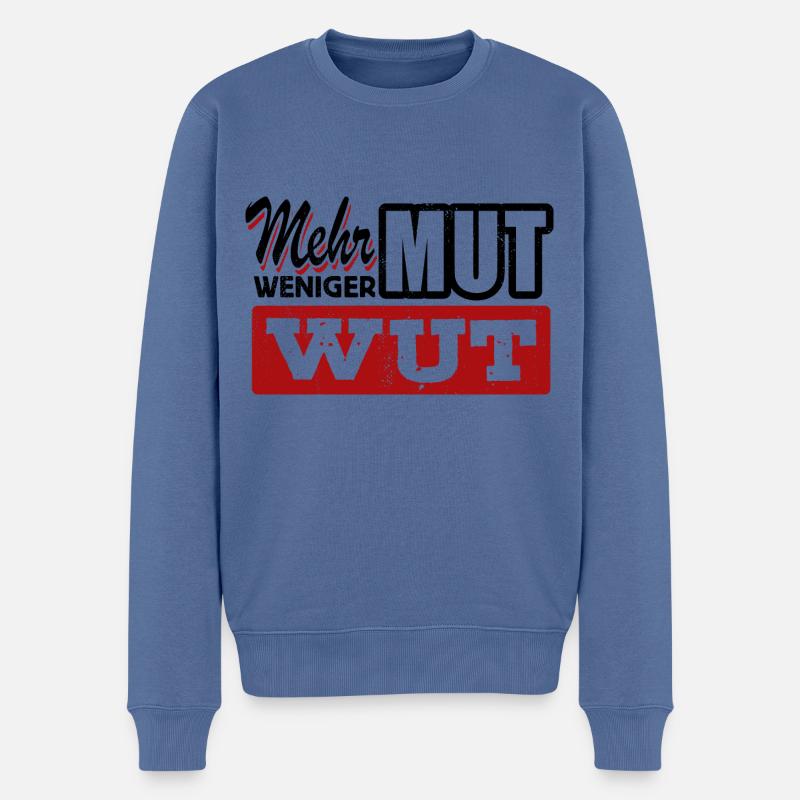 Mehr Mut weniger Wut - Gegen Rechts, gegen Hetze - Männer Premium Bio Pullover - Taubenblau