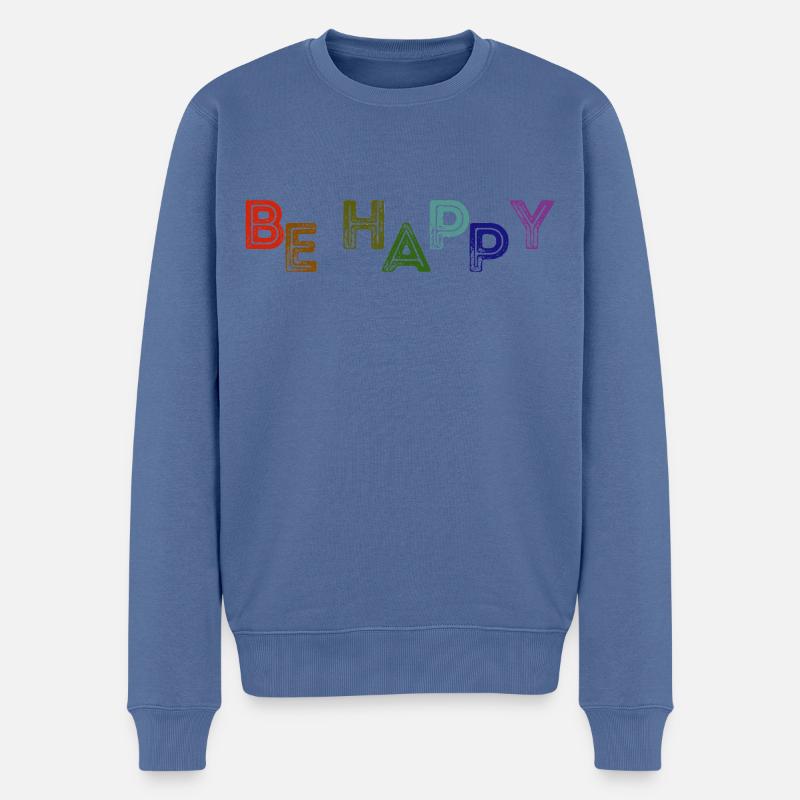 BE HAPPY - Pull Premium bio Homme - bleu pigeon
