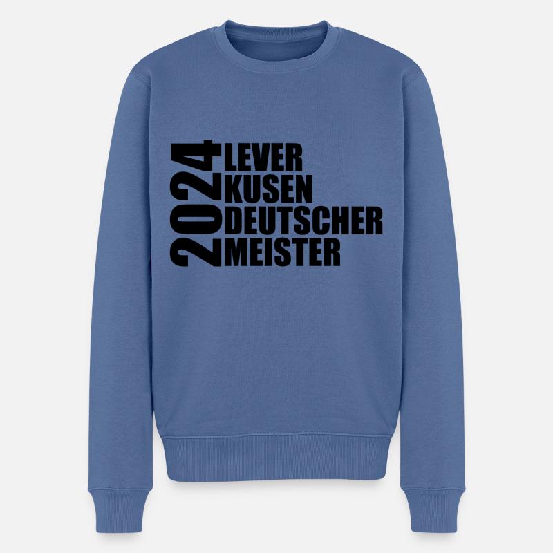 Leverkusen - Deutscher Meister 2024 - Männer Premium Bio Pullover - Taubenblau