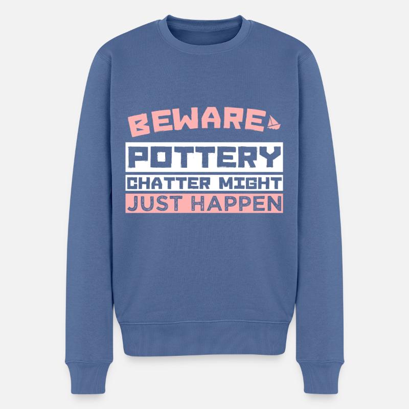 BEWARE - Männer Premium Bio Pullover - Taubenblau