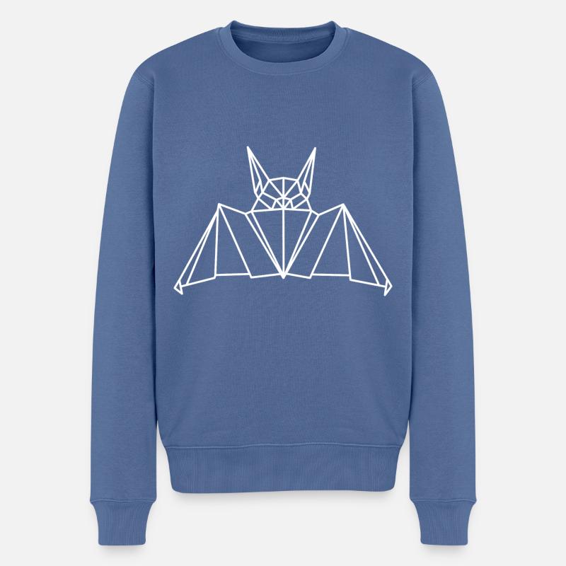 Fledermaus Geometrisch Linie - Männer Premium Bio Pullover - Taubenblau
