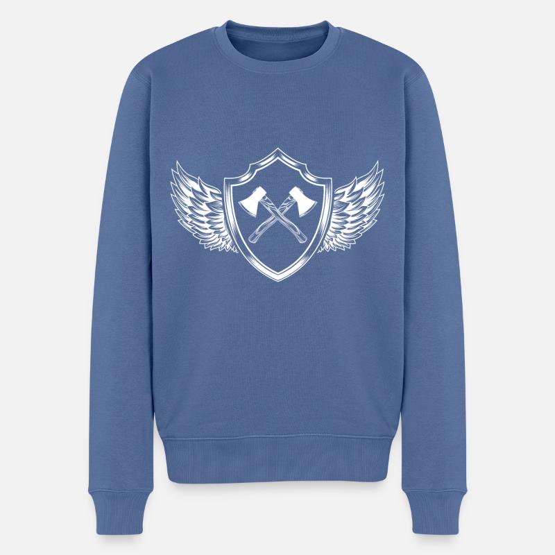 Axt Wappen - Männer Premium Bio Pullover - Taubenblau