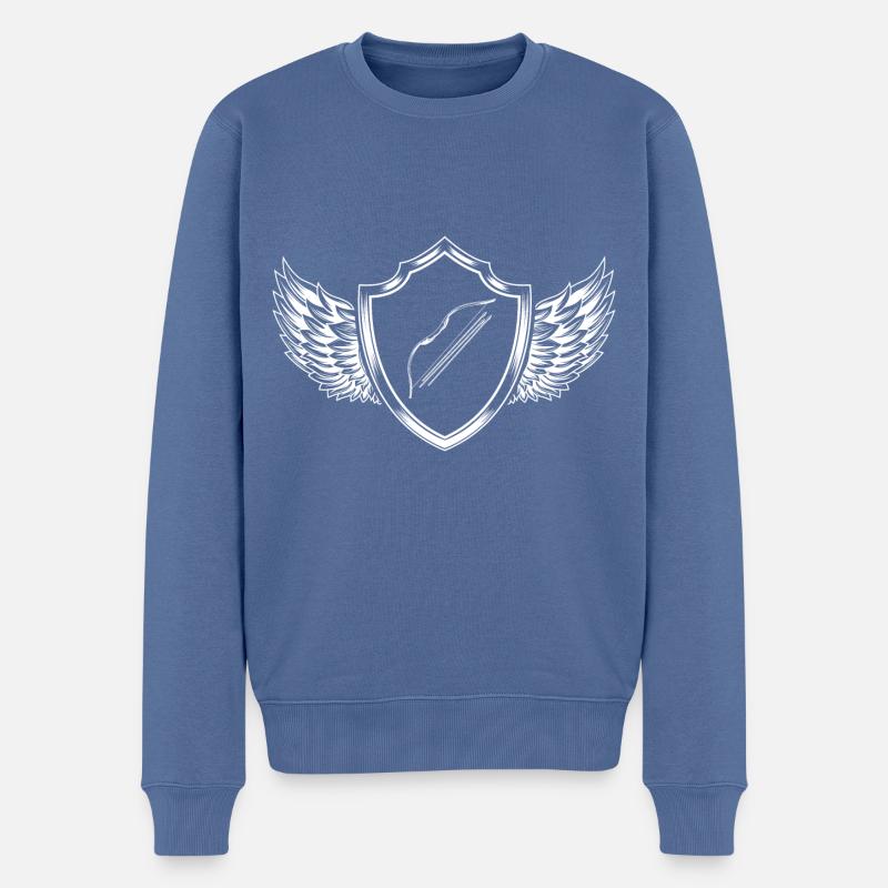 Pfeil und Bogen Wappen - Männer Premium Bio Pullover - Taubenblau