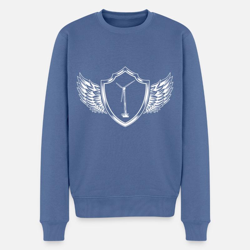 Bouclier d’éolienne Énergie - Pull Premium bio Homme - bleu pigeon