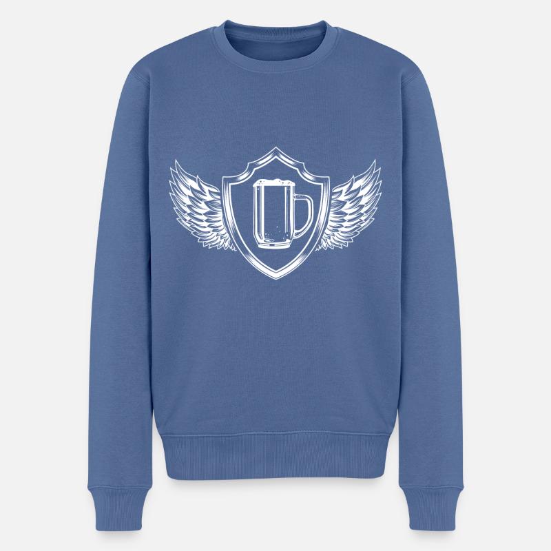 Bier Glas Bierkrug Schild - Männer Premium Bio Pullover - Taubenblau