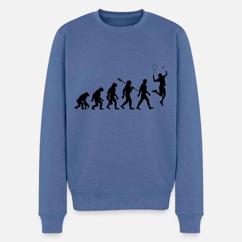 Evolution - Badminton - Sport - Männer Premium Bio Pullover - Taubenblau
