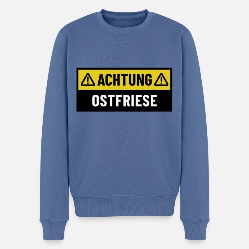 Achtung Ostfriese - Regionaler Spruch - Männer Premium Bio Pullover - Taubenblau